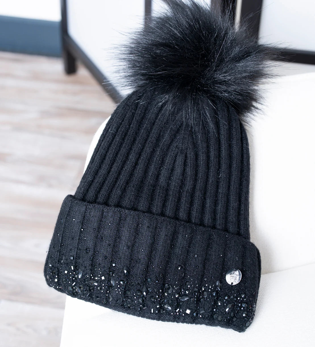 Blackfort Glitter Pom Pom Hat - Black
