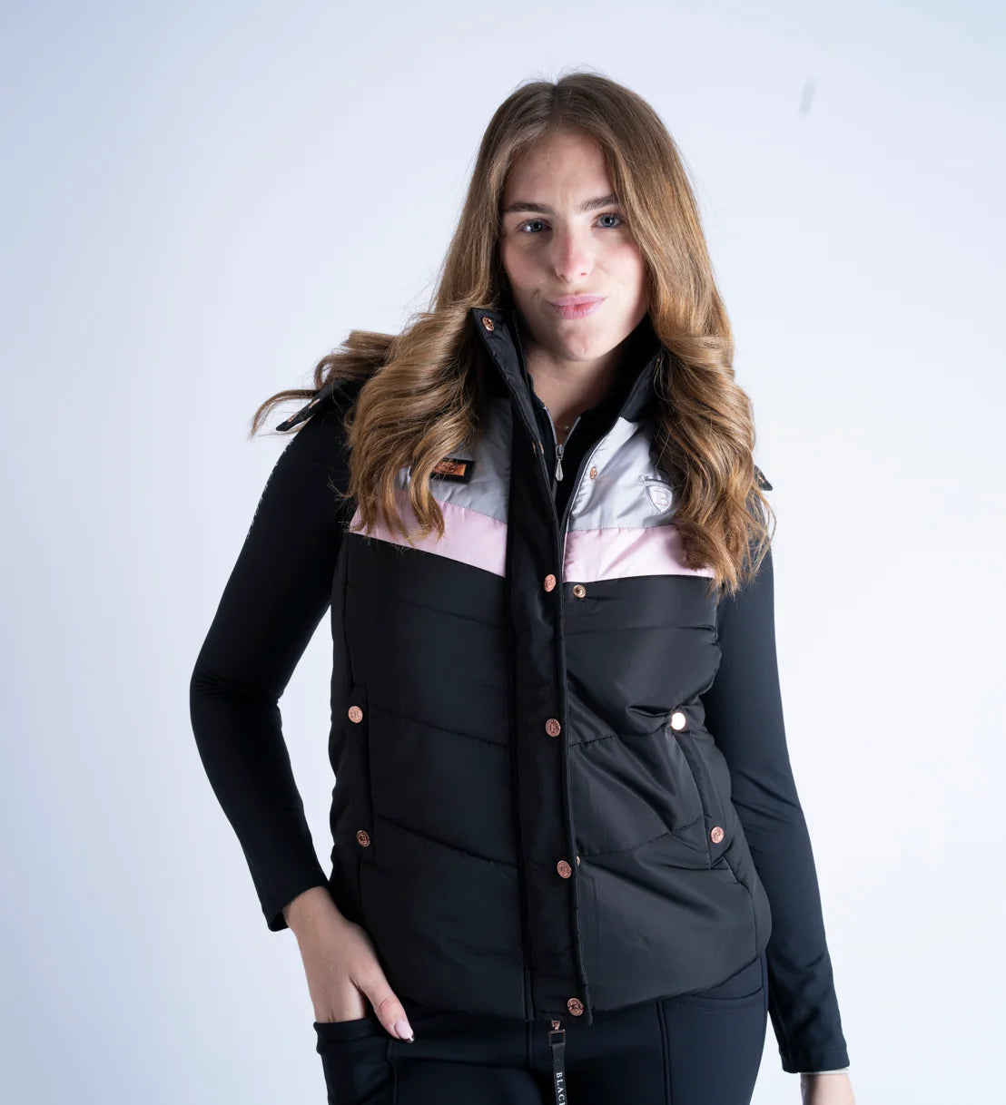 Blackfort Equestrian Seren Black & Pink Puffer Gilet