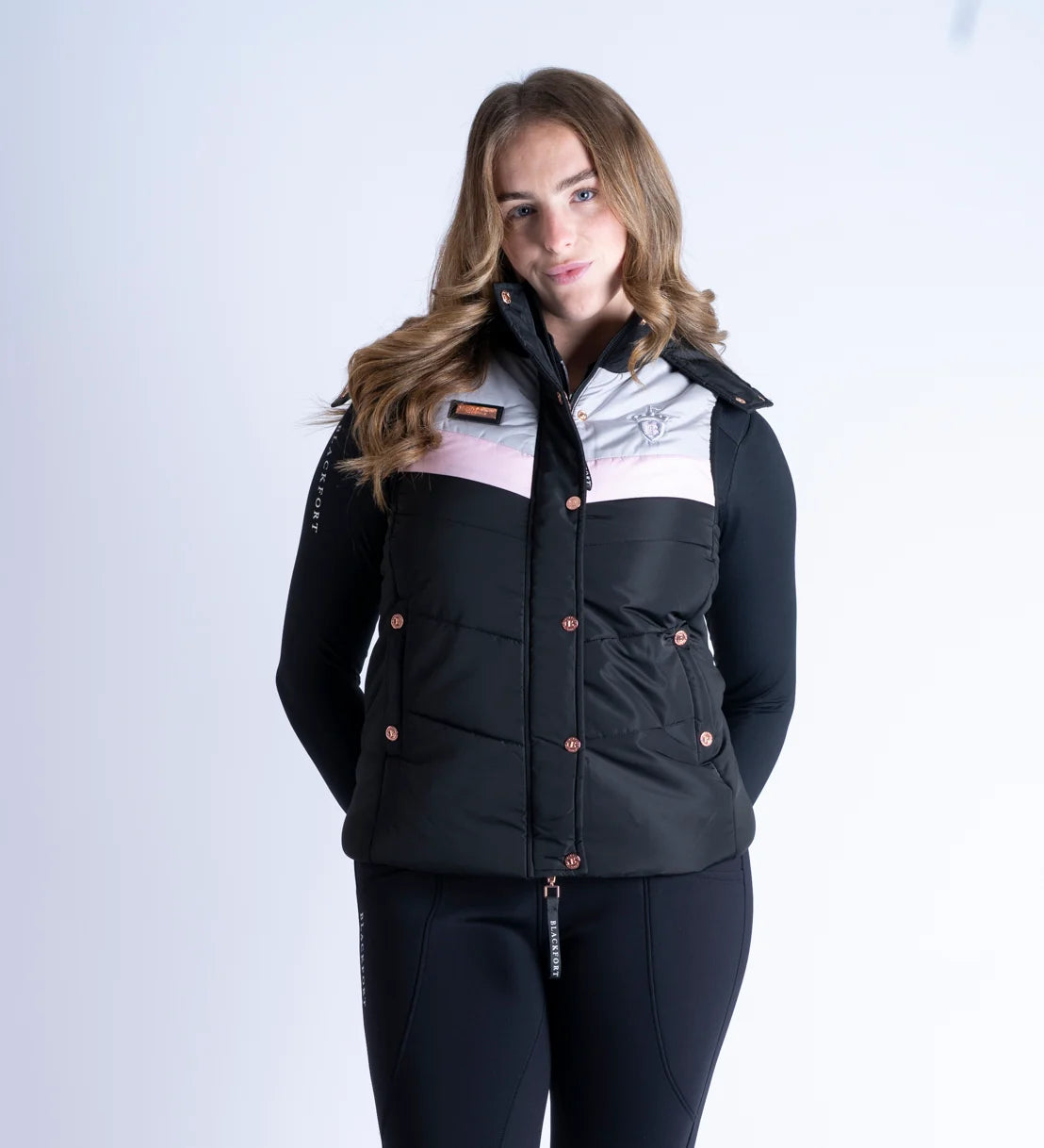 Blackfort Equestrian Seren Black & Pink Puffer Gilet