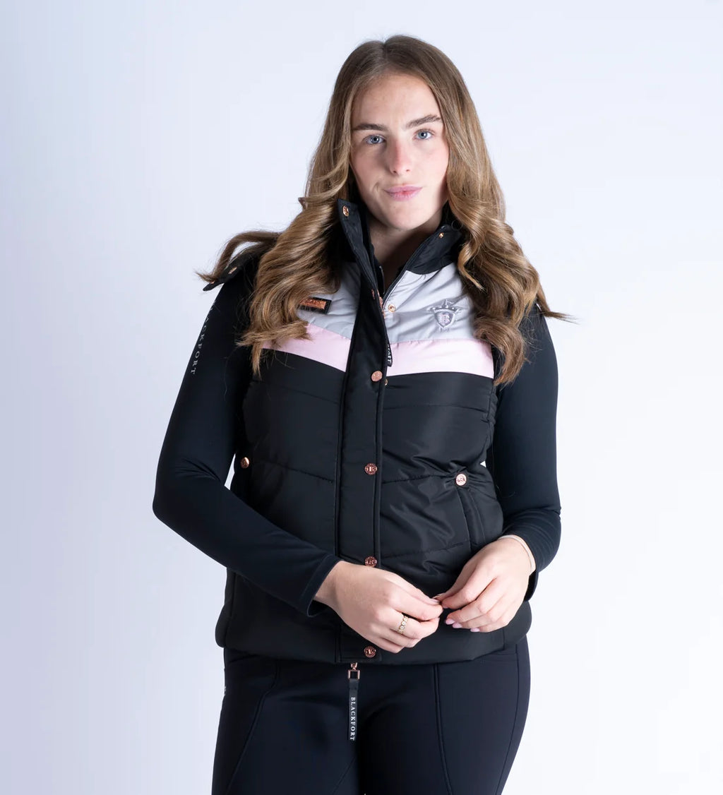 Blackfort Equestrian Seren Black & Pink Puffer Gilet