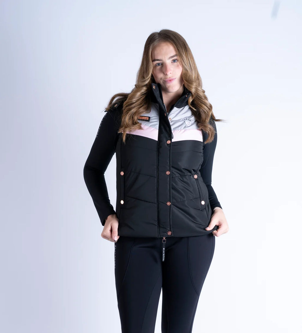 Blackfort Equestrian Seren Black & Pink Puffer Gilet