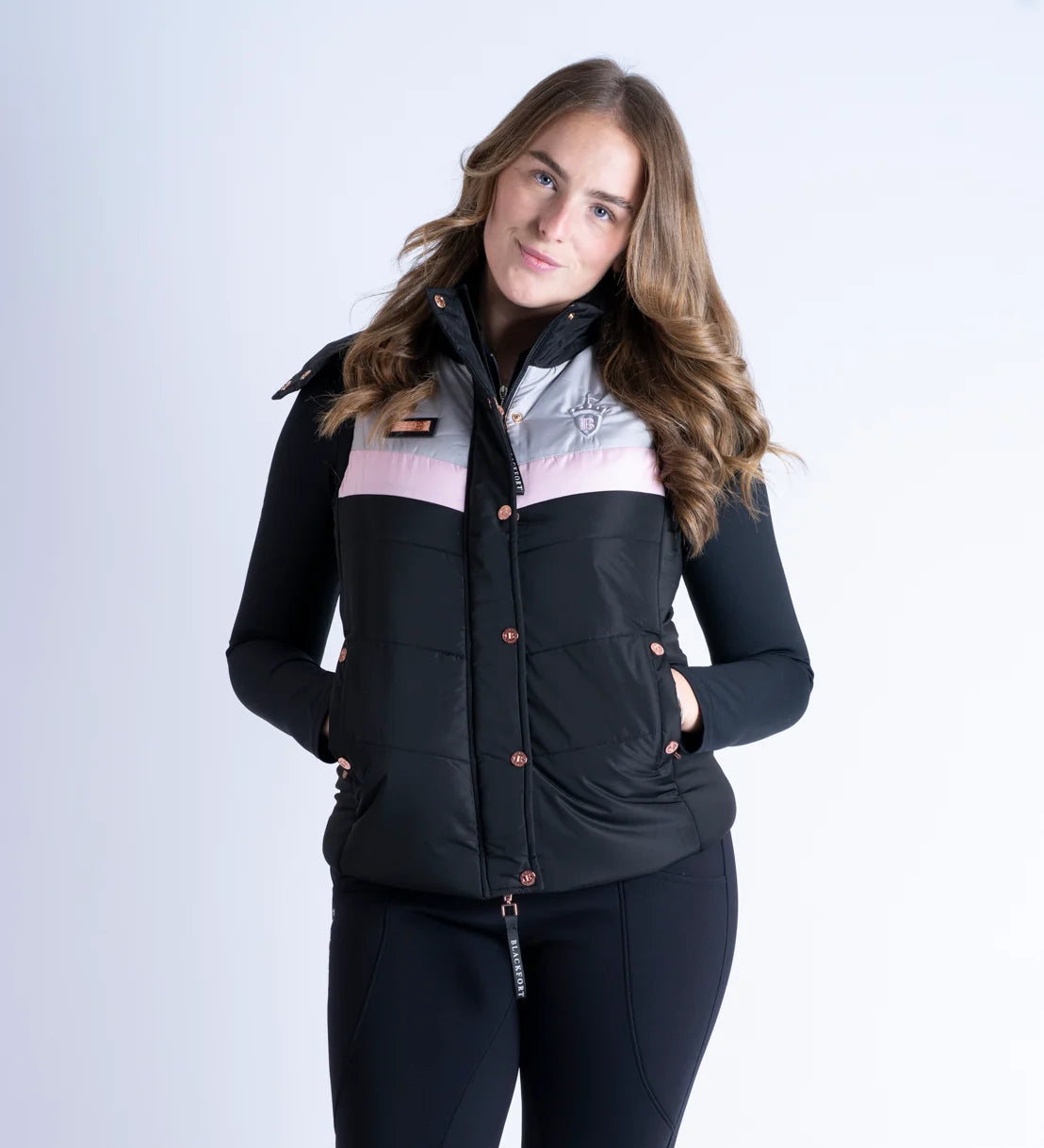 Blackfort Equestrian Seren Black & Pink Puffer Gilet