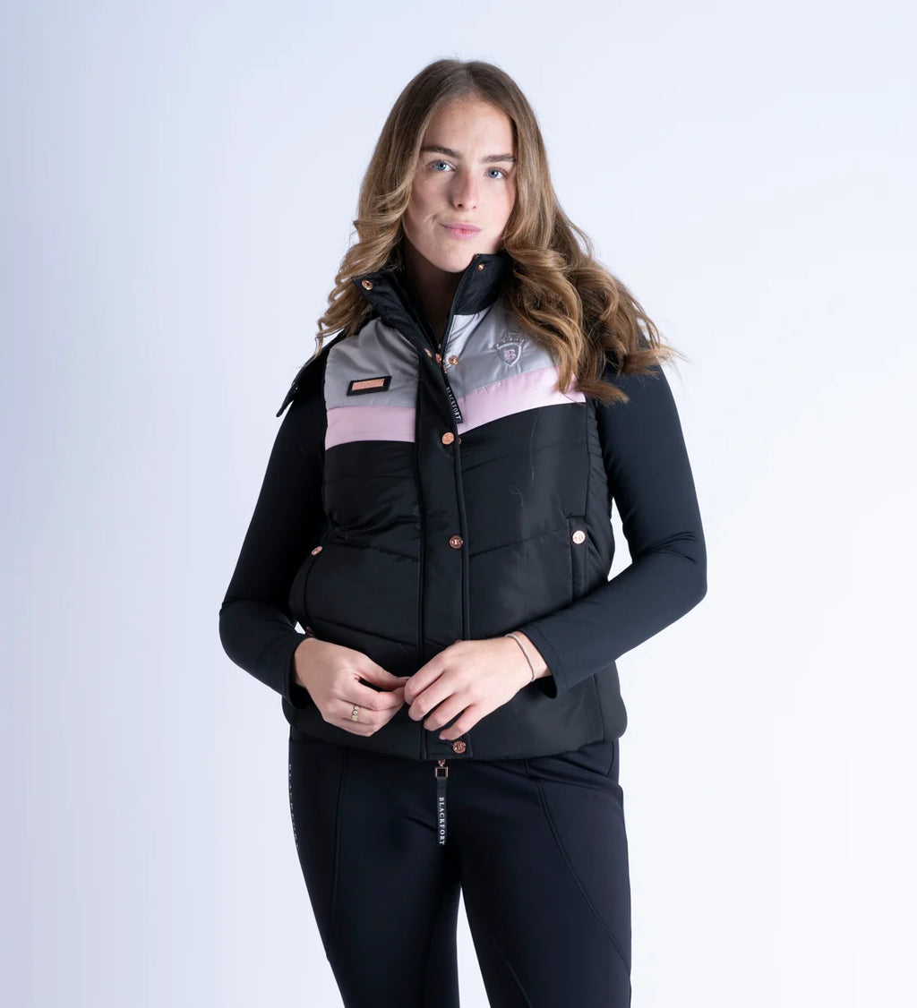 Blackfort Equestrian Seren Black & Pink Puffer Gilet