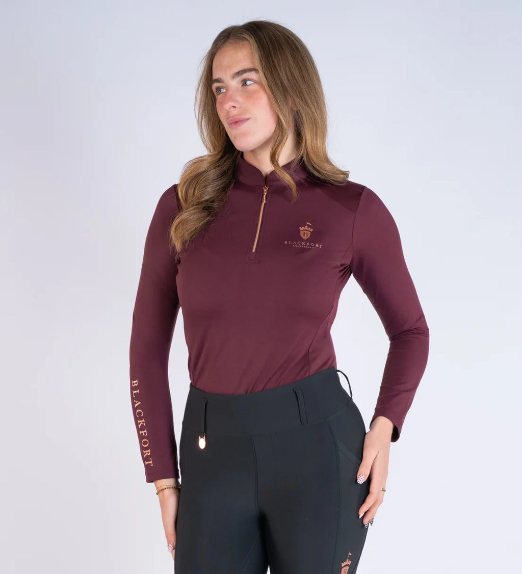 Blackfort Equestrian Burgundy Cool Mesh Base Layer - Long Sleeve