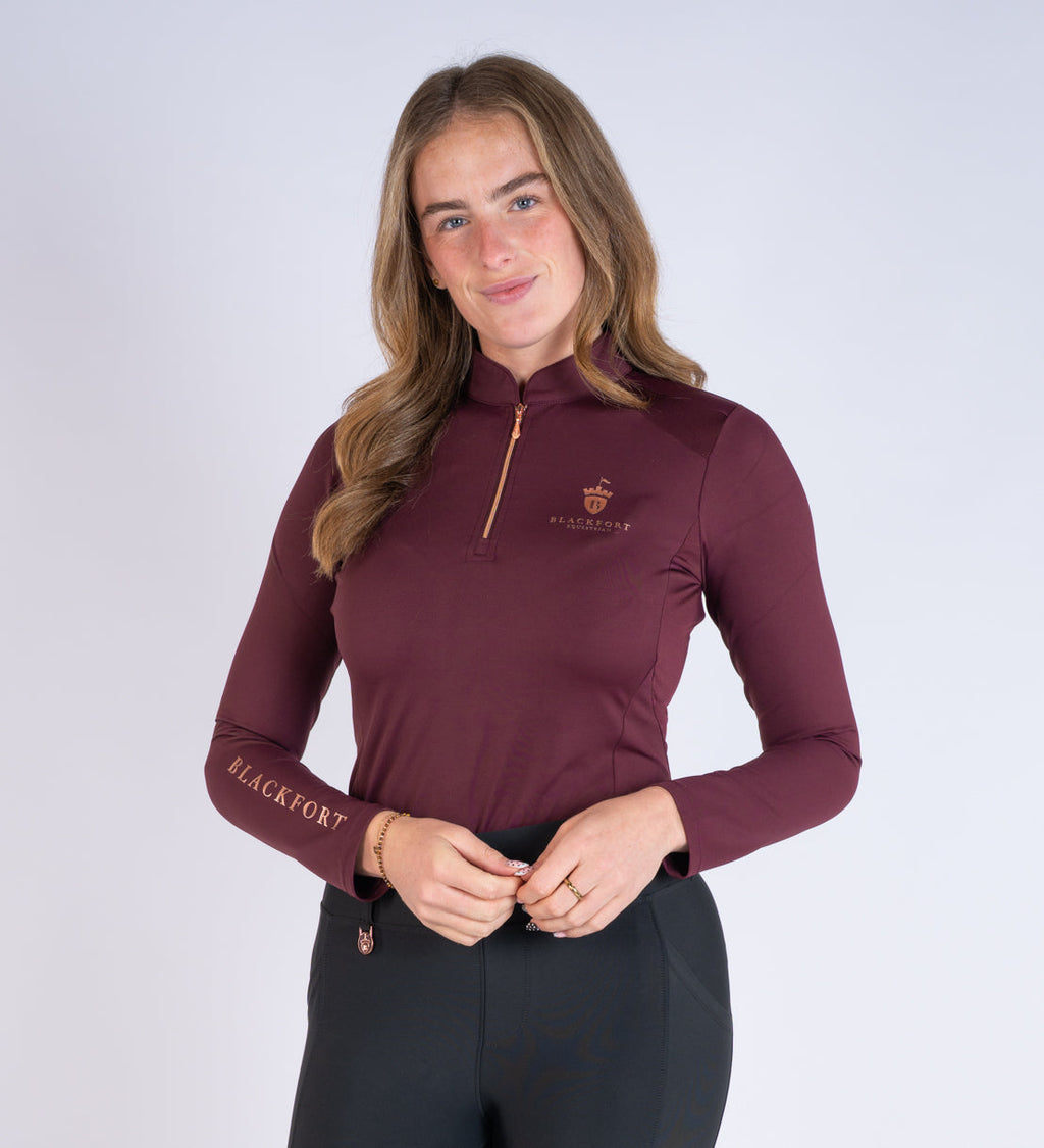 Blackfort Equestrian Burgundy Cool Mesh Base Layer - Long Sleeve