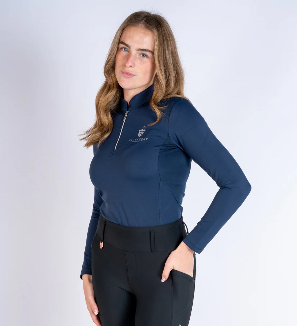 Blackfort Equestrian Navy Cool Mesh Base Layer - Long Sleeve
