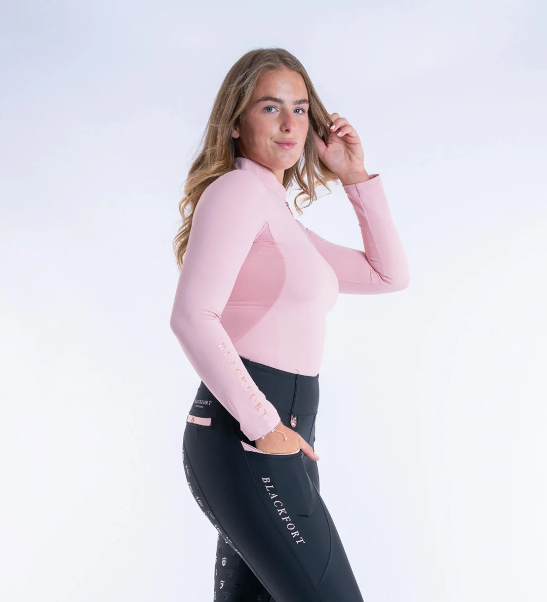 Blackfort Equestrian Blush Pink Cool Mesh Base Layer - Long Sleeve