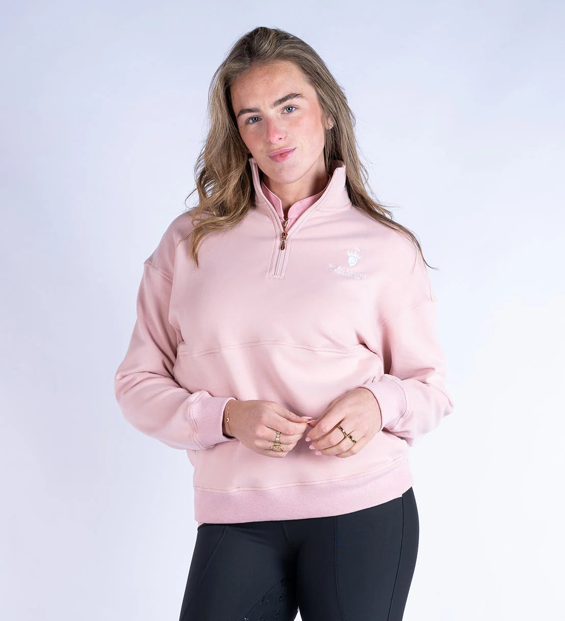 Blackfort Equestrian Ella Quarter Zip Pink & White