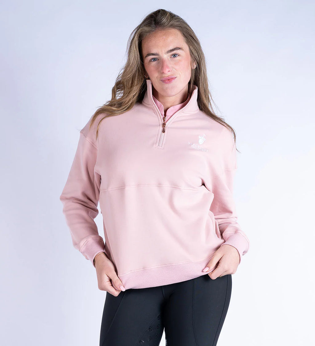Blackfort Equestrian Ella Quarter Zip Pink & White