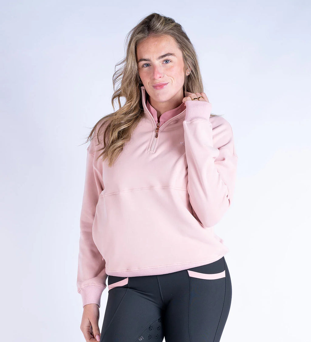 Blackfort Equestrian Ella Quarter Zip Pink & White