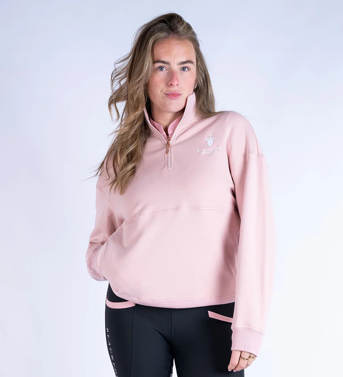Blackfort Equestrian Ella Quarter Zip Pink & White