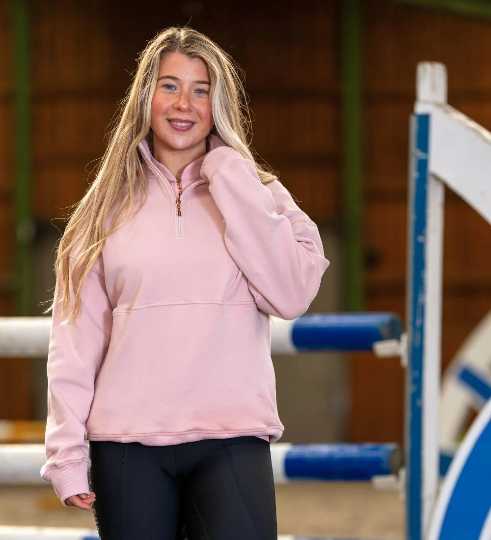 Blackfort Equestrian Ella Quarter Zip Pink & White